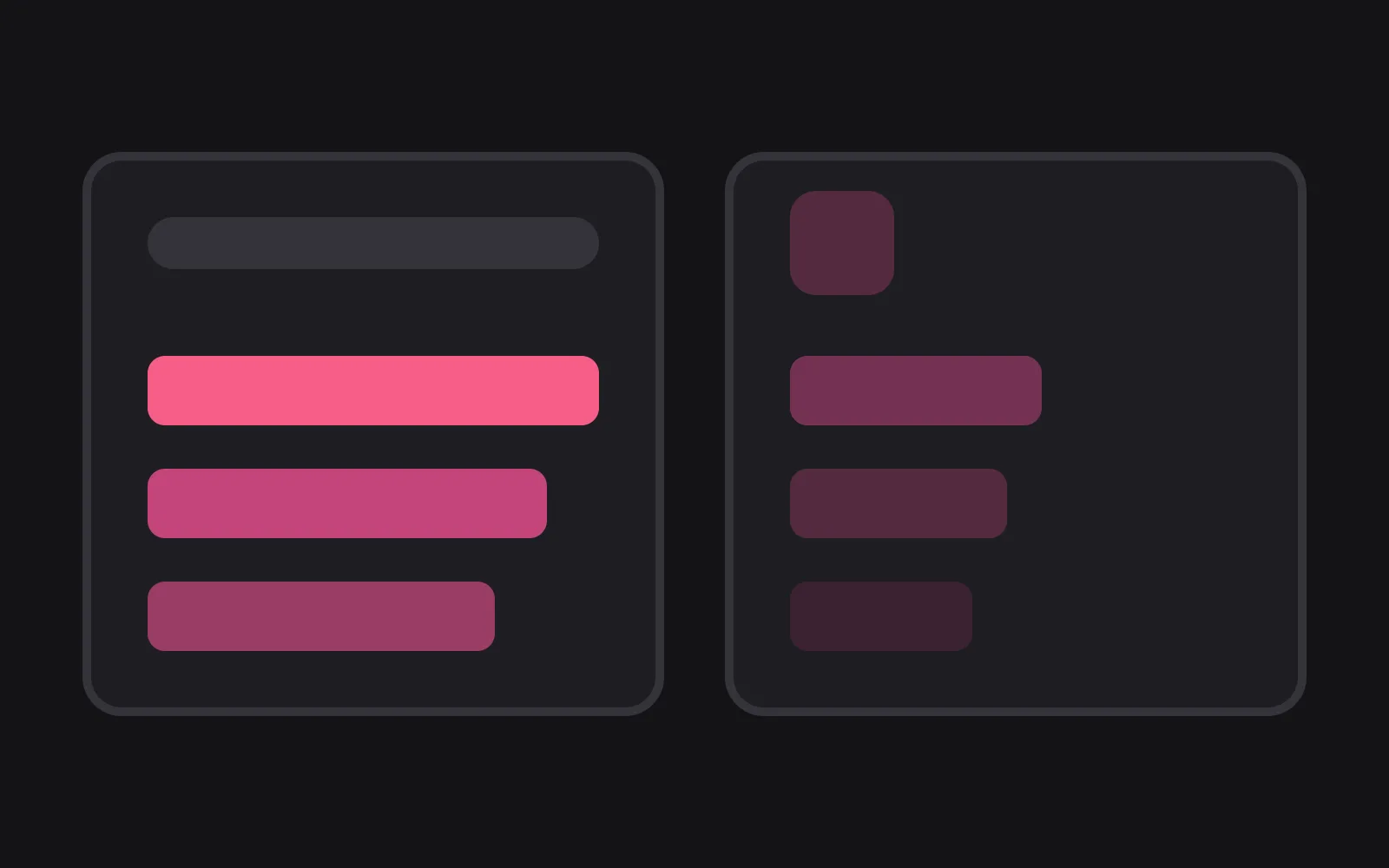 Two surfaces side by side, one topped by a browser address bar and one by a rounded app tile, each holding three allowance bars of different lengths, the longest in the deepest colour